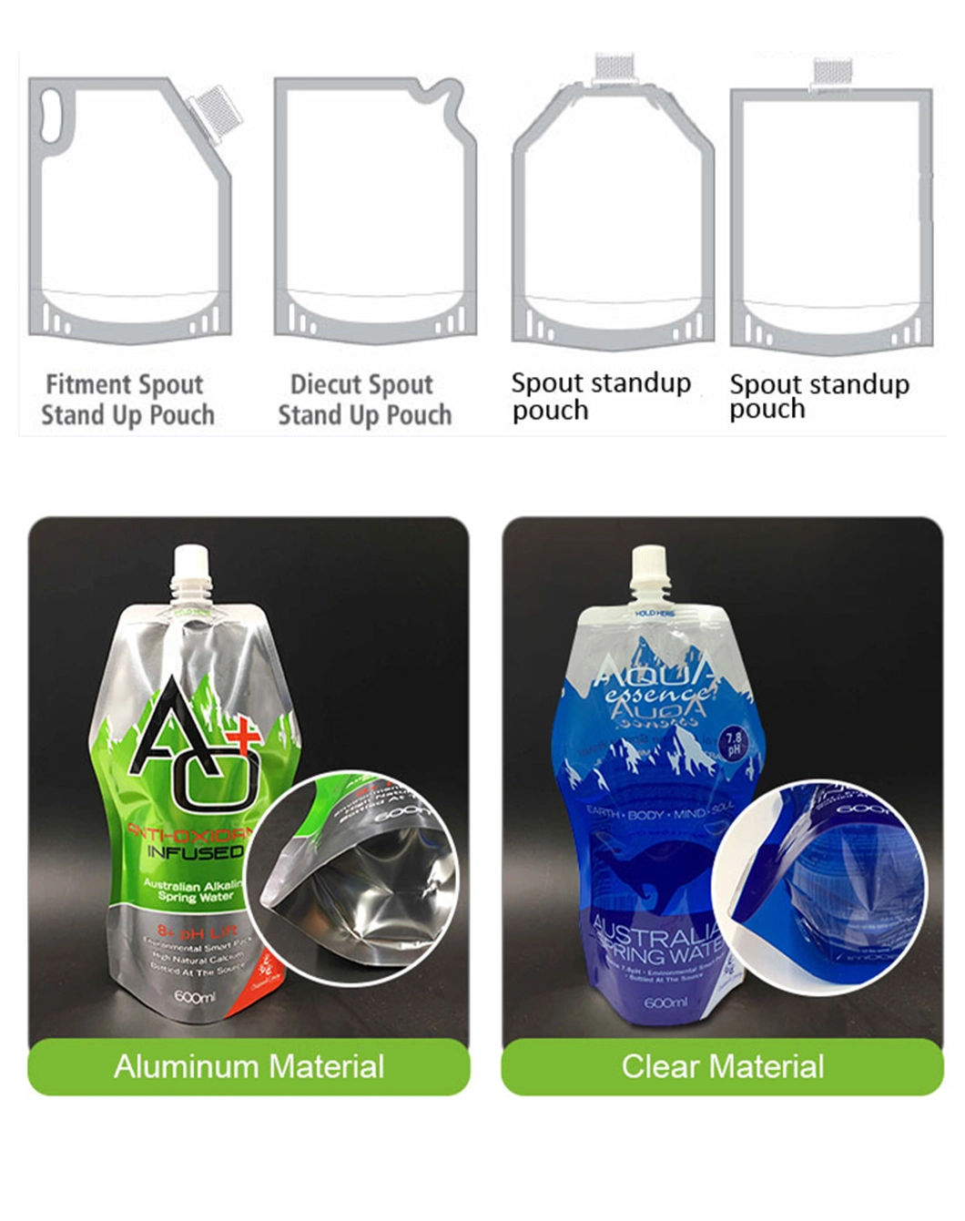 1L, 3L, 10L Transparent Plastic Alcohol, Water, Vinegar, Honey Liquid Spout Pouch