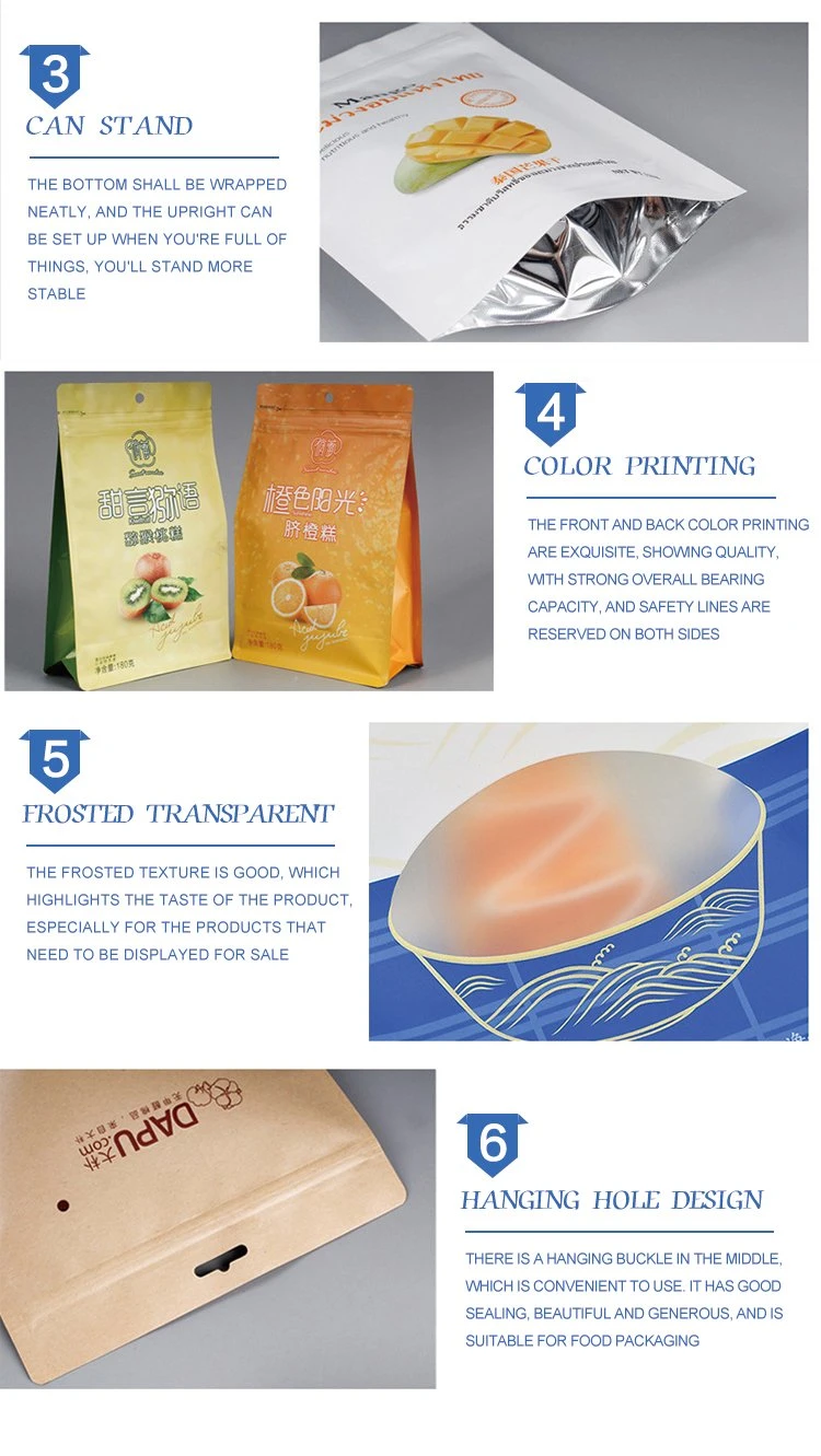 Customized Printed Eight Side Seal Pet Food Flat Bottom Side Gusset Plastic Packaging Bags