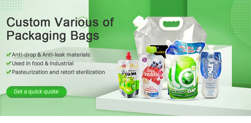 Transparent Plastic Liquid Aluminum Foil Juice/Drinks/Puree/Milk Bag Stand up Pouch with Spout Doypack