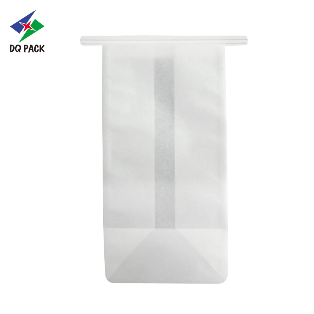 Dq Pack Recyclable Kraft Paper Bag Customized Printed Flat Bottom Bag White Qual Seal Bag with Window for Snack Food Packaging