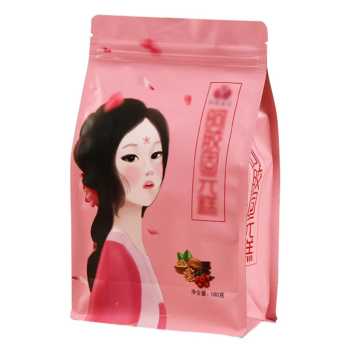 Customerized Printing Flat Bottom Bag Tea Coffee Pouch with Zipper Clear Plastic Kraft Paper Packaging Bags
