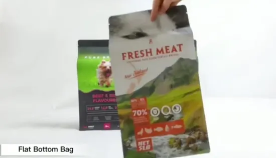 Factory Customized Gravure Printed Food Grade Flat Bottom Plasitc Pouch for Packaging Snack Rice Cat Litter Ect