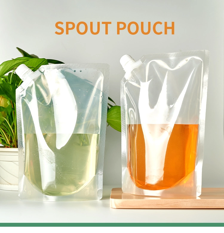 Potable Eco Friendly 250ml Transparent Stand up Food Pouch with Spout Plastic Juice Drink Pouch