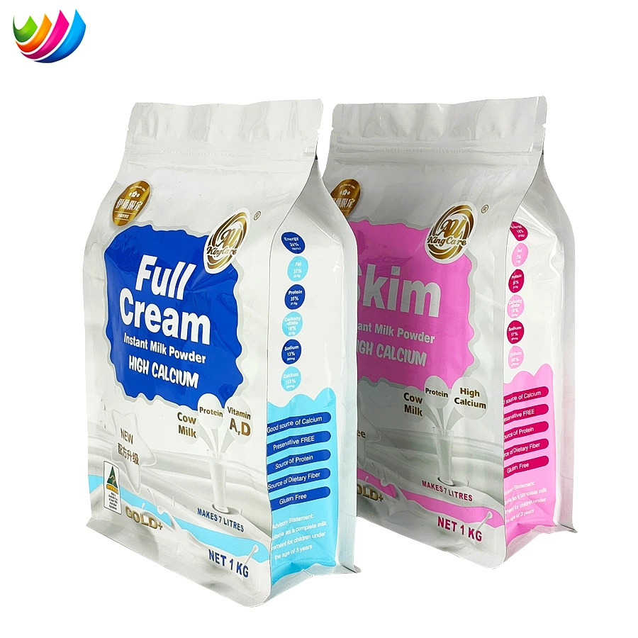 Printed Customized Plastic Aluminum Foil Coffee Powder Milk Bag Flat Bottom Pouch with Zipper