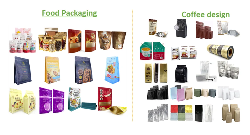 Custom Printed Resealable Matte Scrub Laminated Empty Tea Bag Foil Lining Zipper White Stand up Coffee Bean Packaging Pouch