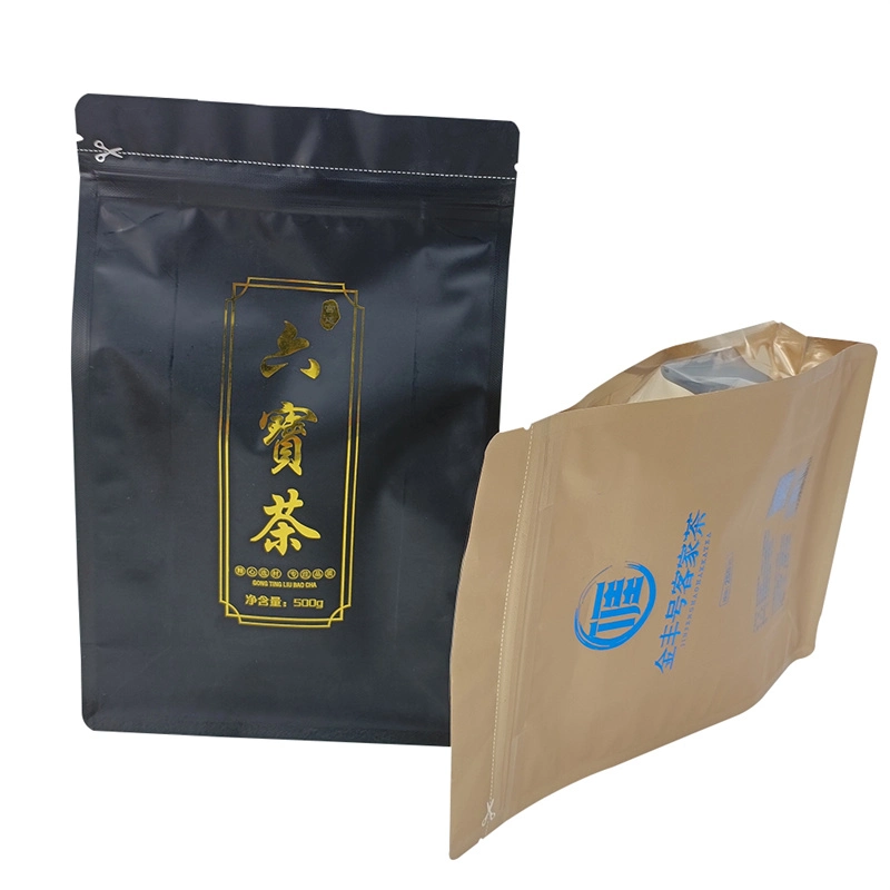 Custom Logo Flat Bottom Box Pouches for Coffee Packaging Resealable Box Pouch Coffee Bag with Valve and Zipper