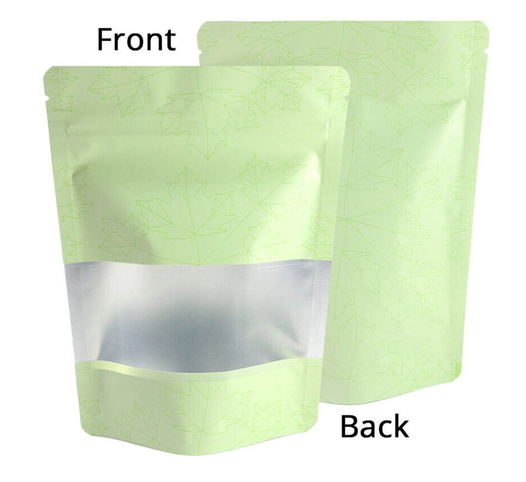 Customize Black Aluminum Foil Waterproof Resealable Zipper Stand up Food Pouch Mylar Bag with Clear Window