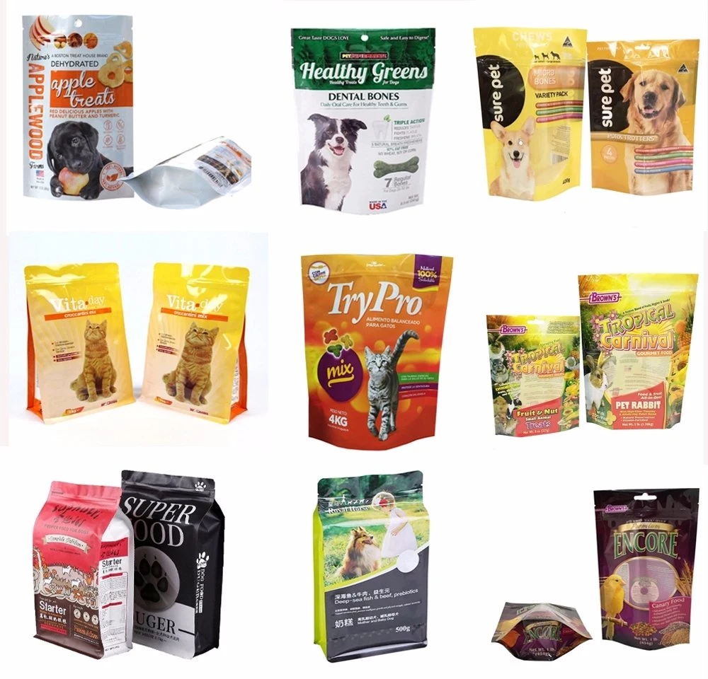 Customized Size Colors Pet Dog Food Cat Food Bag with Zipper Eight-Side Seal Food Packaging Bag