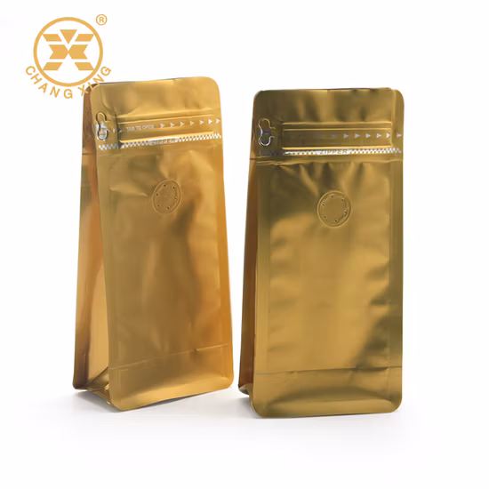 China Factory Heat Sealable Compound Logo Printing Stand up Customized Foil Food Coffee Tea Bag / Pouch with Zipper Flat Bottom