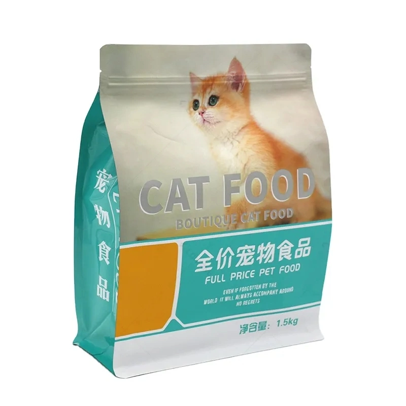 Manufacturer Custom 5kg/10kg/15kgs Eco Friendly Zipper Plastic Food Packaging 8 Side Seal Pet Food Bag