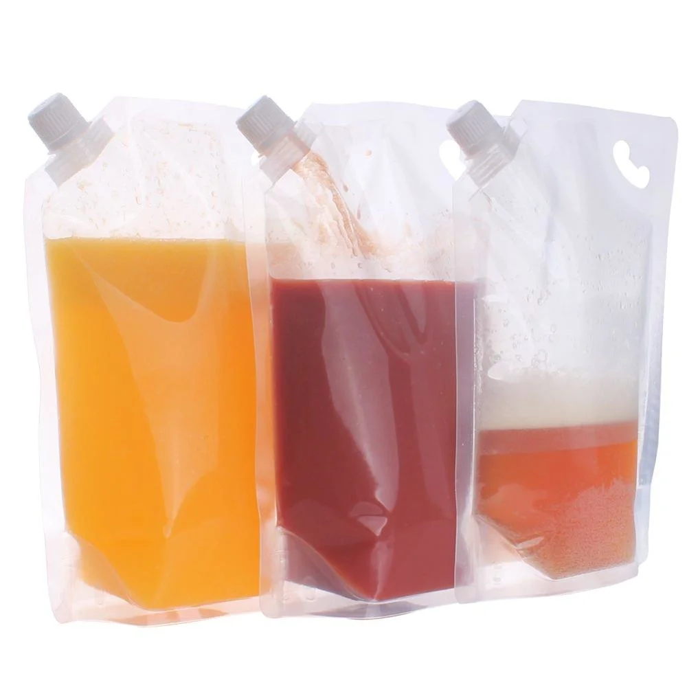 off-White Color Spout Pouch Different Size of Water Bags Leakproof Stand up Liquid Bag with Spout and Handle Food Packaging Container