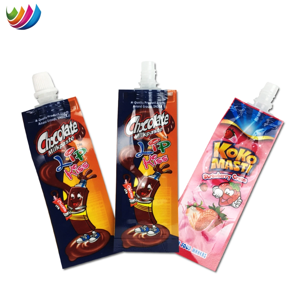 Custom Printing Jelly Juice Bag Plastic Packaging Spout Chocolate Liquid Pouch