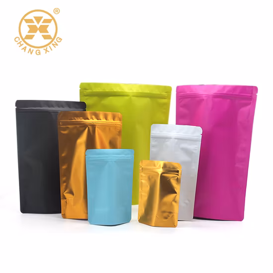 China Factory Heat Sealable Compound Logo Printing Stand up Customized Foil Food Coffee Tea Bag / Pouch with Zipper Flat Bottom