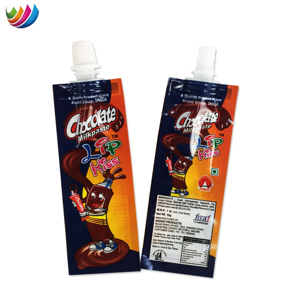 Custom Printing Jelly Juice Bag Plastic Packaging Spout Chocolate Liquid Pouch