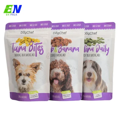 Custom Printed Pet Treat Food Packaging Kraft Paper Compostable Biodegradable Stand up Pouch