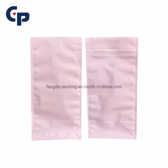 Customized Printing Resealable Zipper Stand up Aluminum Foil Block Pouches Flat Bottom Coffee Bags Pouches