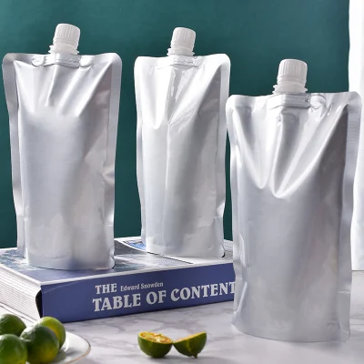 Concealable Drink Packaging Bags Plastic Squeeze Wine Flask Transparent Spout Pouch for Juice Sauce Shampoo Liquor Plastic Spout Bags