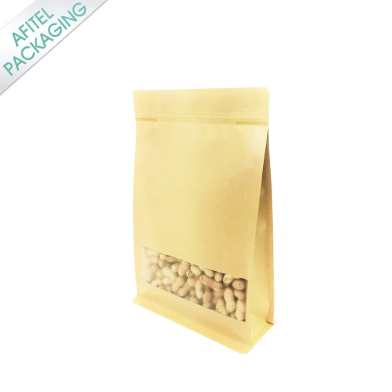 Customize High Quality Flat Bottom Self Sealing Plastic Bag Window Zip Lock Laminated Paper Bag Food and Candy, Tea, Coffee Packaging Bag/Kraft Paper Bag