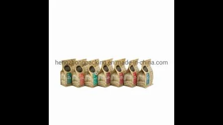 Food Packaging Kraft Paper Flat Block Square Bottom Pouch for Coffee