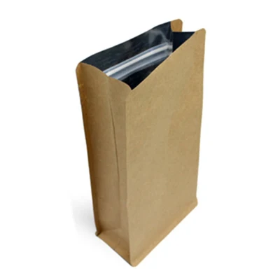 250g Refill Standing up Packing Side Gusset Bag Square Seal Kraft Paper Coffee Package Box Flat Bottom Pouch with Valve