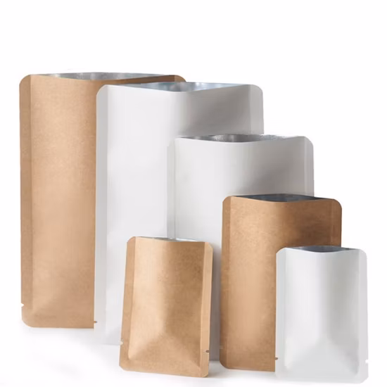 Aluminized Food Packaging Three Side Seal Kraft Paper Bag