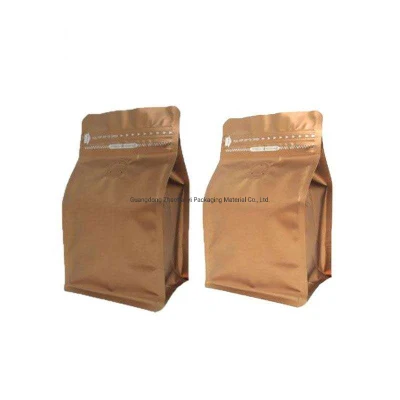 Tin Tie Good Quality Coffee Single Paper Standup Small Flat Bottom Storage Pouch 300g Black Coffee Bean Tea Reusable