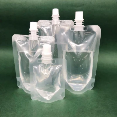 Custom 150ml/200ml/400ml Transparent Stand up Spout Pouch Clear Drink Pouch with Spout Plastic Packaging Juice Drink Pouch Packaging with Spout