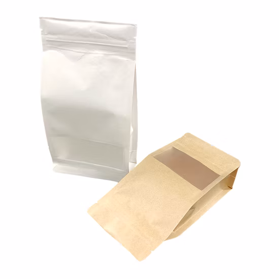 Custom Logo Flat Bottom Box Pouches for Coffee Packaging Resealable Box Pouch Coffee Bag with Valve and Zipper