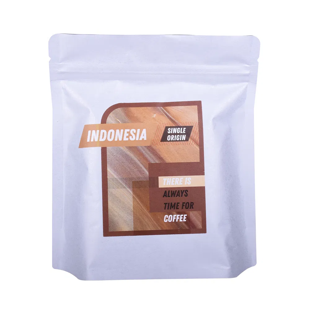 Flat Bottom and Gusset Sides Pouch with One Side Metallic Film and Other Side Clear Transparent Window.