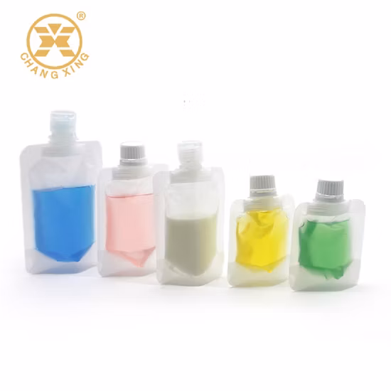 Wholesale Transparent Spout Bag Plastic Drink Pouches 100ml 350ml 500ml 1000ml Beverage Bag Pouch with Spout