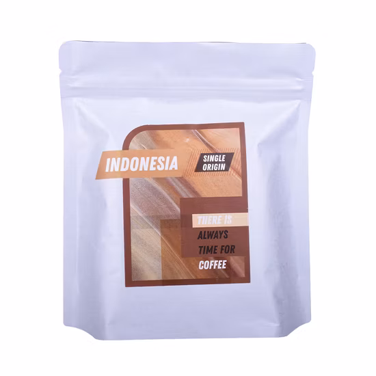 Flat Bottom and Gusset Sides Pouch with One Side Metallic Film and Other Side Clear Transparent Window.