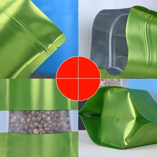 Custom Flat Bottom Aluminium Foil Vacuum Transparent Zip Lock Bag Clear Plastic Stand up Pouch with Zipper for Food Packaging