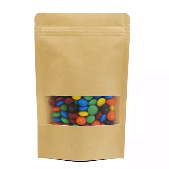 Brown Kraft Paper Bag Stand up Pouch for Nuts Packaging