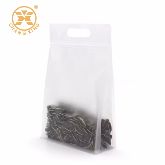 Food Bags Recyclable Flat Bottom Pouch Doypack Transparent Frosted Surface Plastic Stand up Pouch