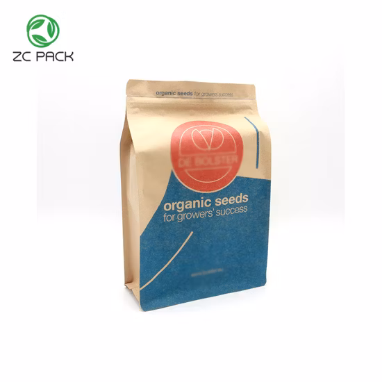 Customized Matte Transparent Packaging Bag Stand up Flat Bottom Pouch for Snack Food with Zipper