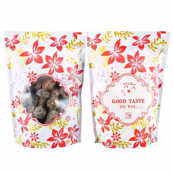 Custom Flat Bottom Clear Printing Pet CPP Plastic Stand up Pouch with Zipper Vacuum Transparent Bag for Food Packaging