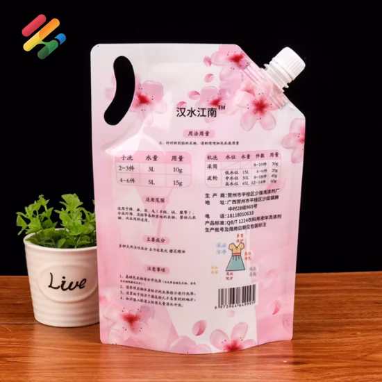 Food Drink Beer Clear Packaging Bags 50ml 300ml 500ml 1000ml Liquid Transparent Stand up Plastic Spout Pouch with Cap
