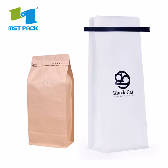 Customized Laminated Aluminum Foil Lined Coffee Bag / Stand up Flat Bottom Pouch