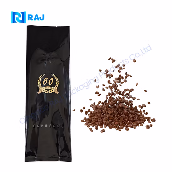 Aluminum Coffee Bean Packaging Bag Block Flat Bottom Pouch with Valve Bags