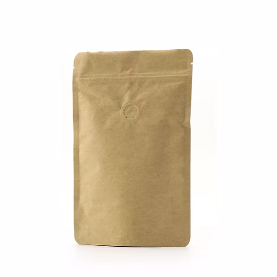 Custom Packaging Design Plastic Bag Biodegradable Zip Lock Stand up Packaging Pouch Zipper Waterproof Kraft Paper Bag with Valve for Coffee Bean, Tea, Pet Food