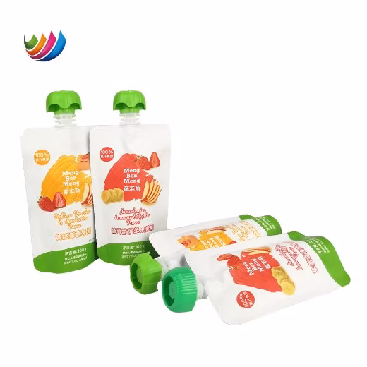 Food Mylar 100g Fruit Puree Stand up Spout Pouch Aluminum Foil Beverage Juice Pouches Bag with Spout for Baby Food Packaging