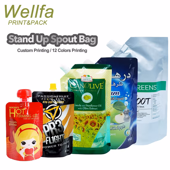 Factory Custom Printing Eco Friendly 250ml Glossy Aluminum Foil Drinks Spout Pouch
