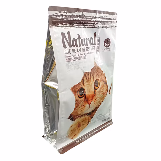 Customized Printed Eight Side Seal Pet Food Flat Bottom Side Gusset Plastic Packaging Bags