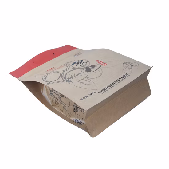 Food Grade Flat Bottom Aluminum Foil Zipper Kraft Paper Pouch with Window