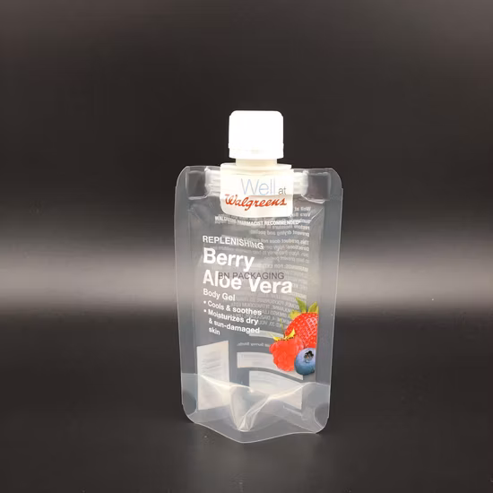Custom Printed Clear Drink Reusable Food Spout Pouch Plastic Liquid Stand up Pouch with Spout