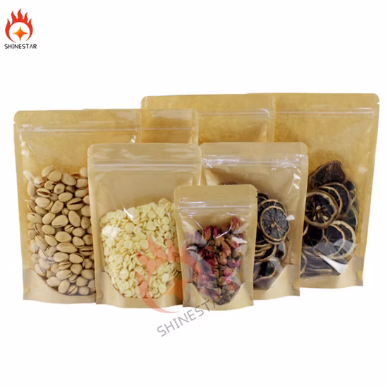 Stand up Zipper Pouch with Full Printings Clear Transparent Window.