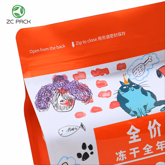 Custom Printed Food Grade Wholesale Matte Transparent Flat Bottom Pouch with Zipper Top and Handle Dry Food Fruit Vegetable Packaging Bag