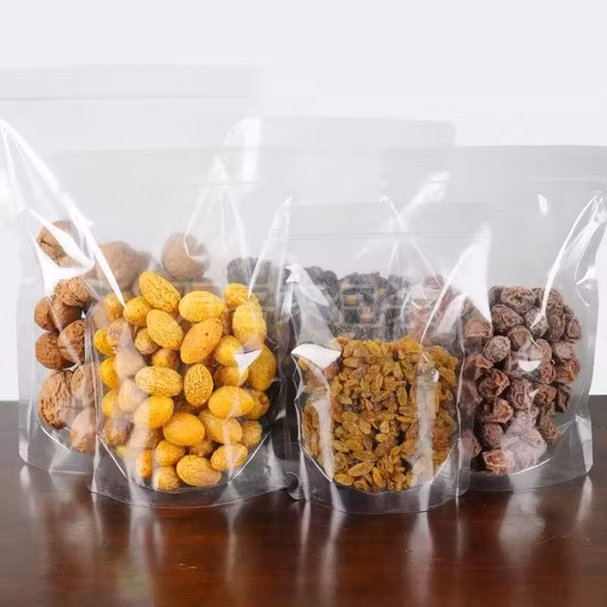 Transparent Resealable Stand up Pouch with Zipper Plastic Flat Bottom Corn Packaging Bag