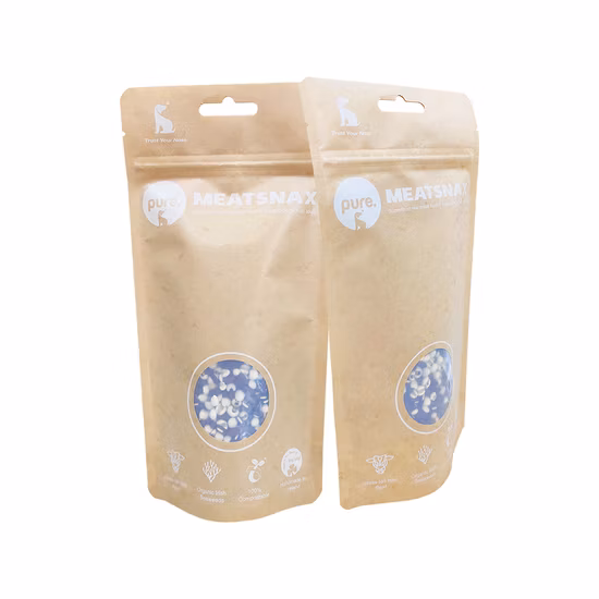Auto Machine Making Tan Kraft Paper Aluminium Foil Flat Bottom Coffee Pouch Universal Use with Small Valve