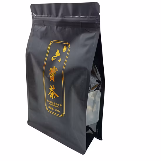 Custom Logo Flat Bottom Box Pouches for Coffee Packaging, Resealable Box Pouch Coffee Bag with Valve